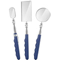 3 Pieces Telescoping Inspection Mirror Stainless Steel Extendable Mechanic Mirror with Long Handle Tool for Technicians Mechanics Contractors(50/50/25 mm,Square,Round,Oval)