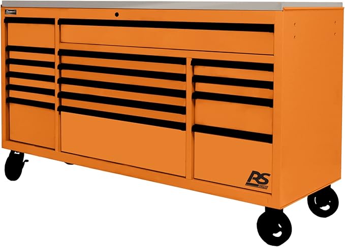 Homak 72” Roller Cabinet w/Stainless Steel Top RS Pro Workstation (Competition Orange)