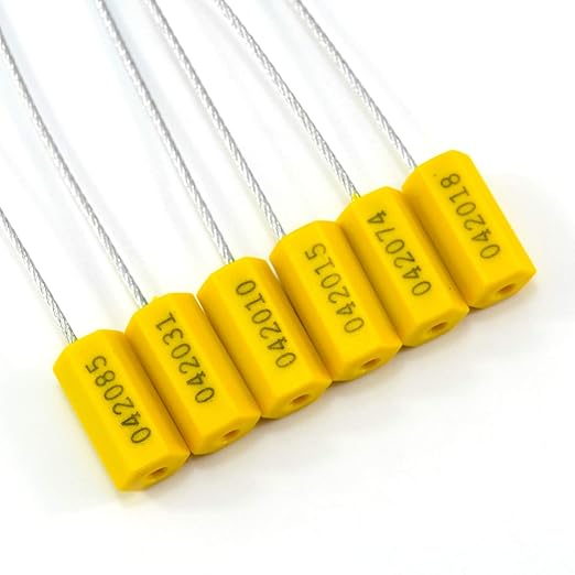 1000 pcs Anti-Theft Security Cable Ties Numbered Steel Wire Security Tags Pull-Tite Metal Cable Truck Seals Self-Locking Padlock Safety Shipping Strap for Truck Trailer Doors(Yellow)