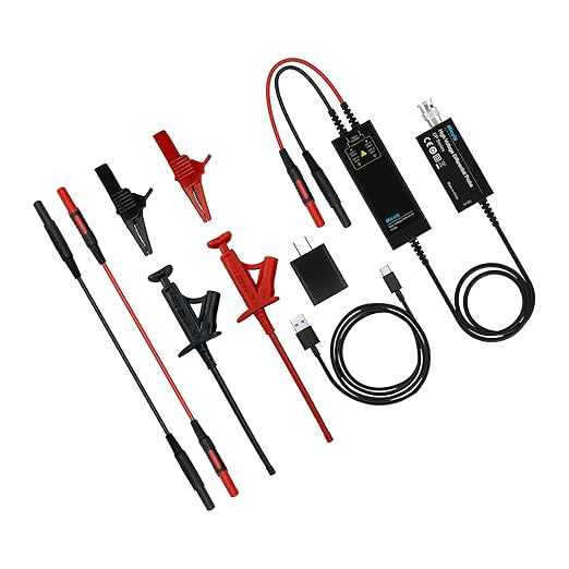 Micsig High Voltage Differential Probe Kit DP700, 3.5ns Rise Time 20X/200X Attenuation Rate Oscilloscope Probe Kit Accessory, 700V 100MHz (DP10007 Upgrade)