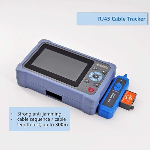 OTDR Fiber Tester 1310/1550nm 26/24dB with 4.3-inch Touch Screen, 11-in-1 OTDR SM with VFL OPM OLS Event Map RJ45, FC/UPC SC ST LC Connectors Included