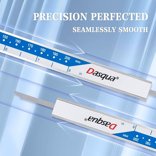 Dasqua 8”/200mm Digital Caliper, Electronic Industrial Stainless Steel Precision Measuring Tool, Large LCD, Eco-Friendly Case, Auto Off,0.0005”/0.01mm Resolution, 0.001”/0.02mm Accuracy
