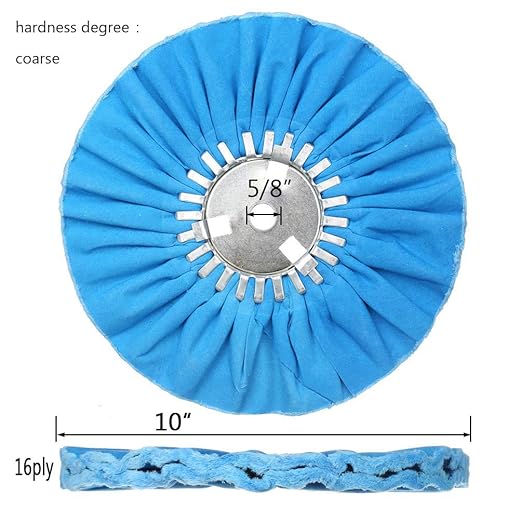 10" Blue Airway Buffing Wheel,5/8'' Arbor Hole,16 Plys/Coarse Polishing for Angle Grinder,2PCs