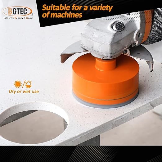 BGTEC Diamond Core Drill Bits-11PCS 5/8-11 Thread Tile Hole Saw 6/6/20/25/35/50/75/100mm+50mm Beveling Chamfer Bit+SDS/HEX Adapter for Pocelian Tile Ceramic Marble Granite Stoneware