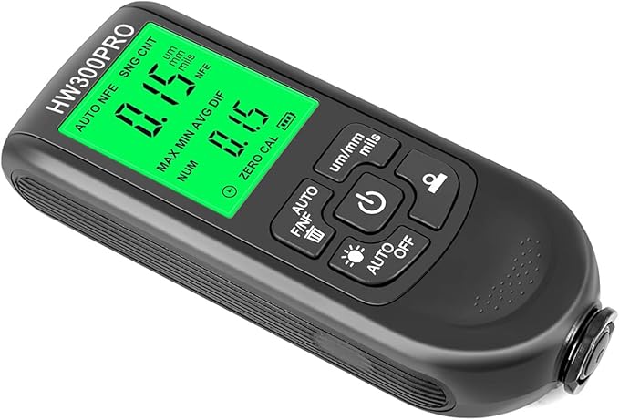Paint Thickness Gauge Meter Fe/NFe Probe Coating Thickness Gauge Professional Multifunctional Car Paint Depth Gauge Test Precise HW-300PRO for Car Automatic Detection(black) (black)