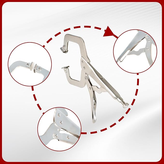 findmall 10Pcs 11 Inch Locking C Clamps with Swivel Pads Heavy Duty C-Type Locking Plier Table and Tool Vise Grip
