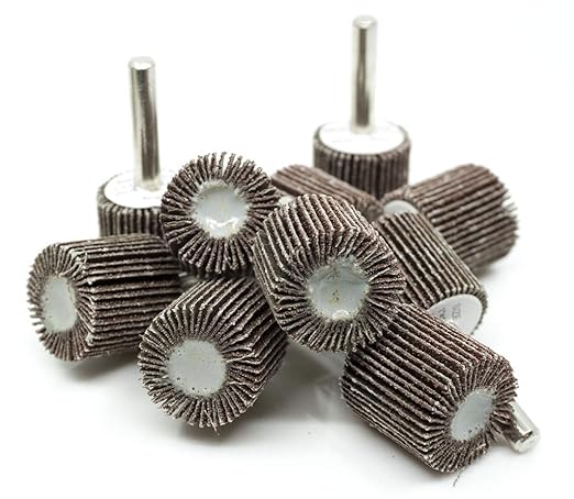 Benchmark Abrasives Aluminum Oxide 1 Inch Flap Wheel - 1” Length 1/4" Shank Mounted Sander for Deburring, Sanding, Grinding, Paint Removal - Polishing Wheel for Drill & Grinder (10 Pack) - 60 Grit
