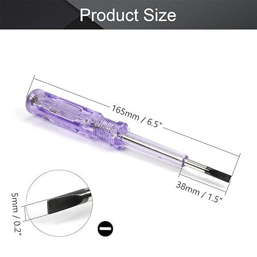Fielect 3pcs Voltage Tester Voltage Detector Pen Circuit Tester Tool Steel Batch Slotted Test Pencil JRDB-168 AC/DC 100-500V Clear