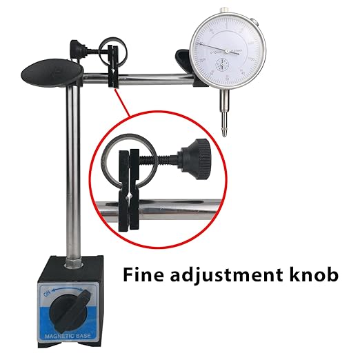 Dial Indicator with Magnetic Base Holder 0-10mm, Fine Adjustable Long Arm Tester Gage Gauge 0.01mm Precision, Indicator Points 22pcs
