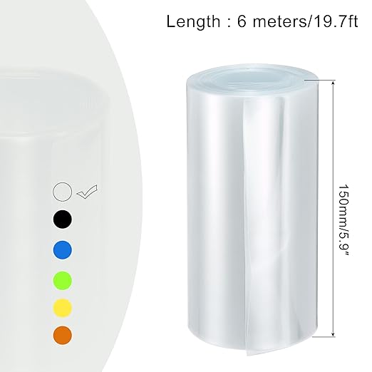 MECCANIXITY Battery Wrap PVC Heat Shrink Tubing 95mm Dia 150mm Flat 20 Feet(6meters) Clear Good Insulation for Battery Pack