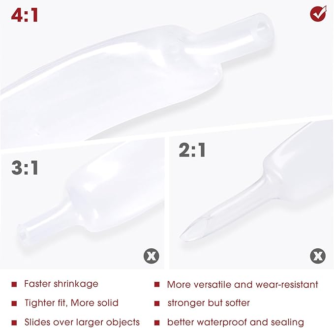 Heat Shrink Tubing 4:1 Dual Wall Adhesive Liner Wires Cable Wraps Connection Protection (Clear, 5/8"-18ft)