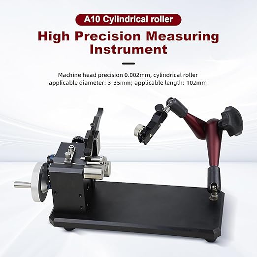 Concentricity Tester, Coaxiality Measuring Instrument, Measuring Dia 3-35mm, Length 102mm, Precision Resolution 0.002mm, with a Measuring Stand, for Measuring Stepped Shafts, Bushings et al