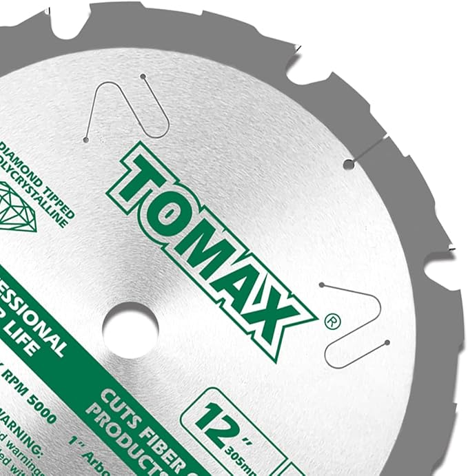 PCDM12 Inch 8 Tooth Polycrystalline Diamond Tipped (PCD) Hardie Fiber Cement Saw Blade with 1 Inch Arbor