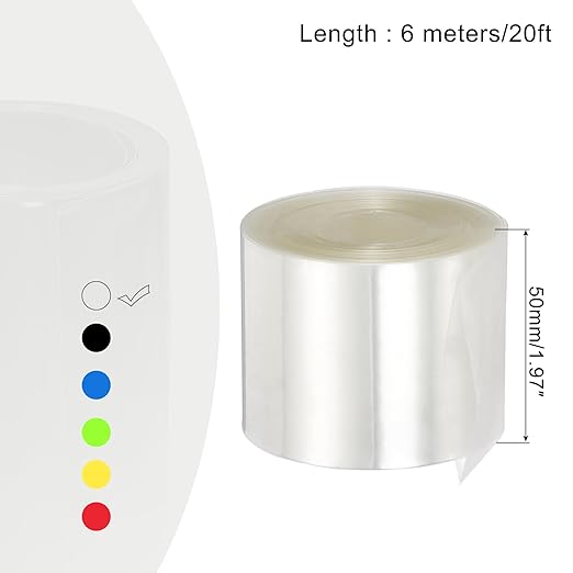 MECCANIXITY Battery Wrap PVC Heat Shrink Tubing 32mm Dia 50mm Flat 20 Feet(6meters) Clear Good Insulation for Battery Pack