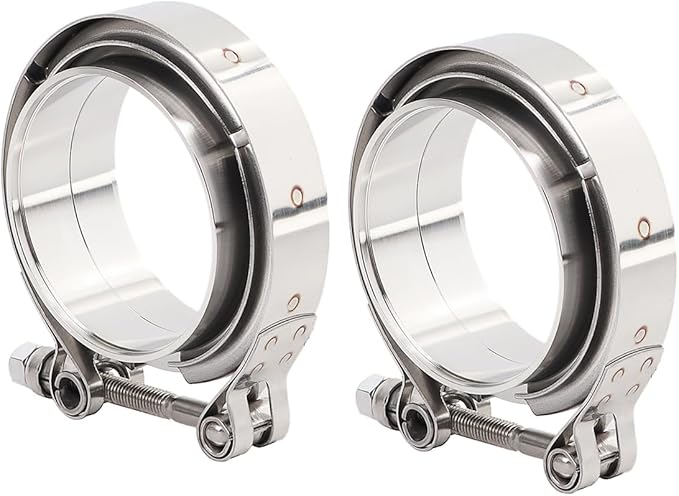 LokoCar 2.5 Inch V Band Clamp with Flange Male Female Stainless Steel 2Pcs