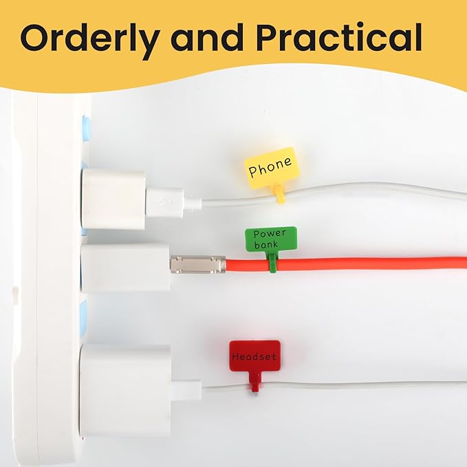 Cable Marker Tie Tags, 204Pcs Self-Locking Zip Tags Write on Label, Nylon Wire Label Multicolor Network Marking for Home Office-5 Colors/6Inch