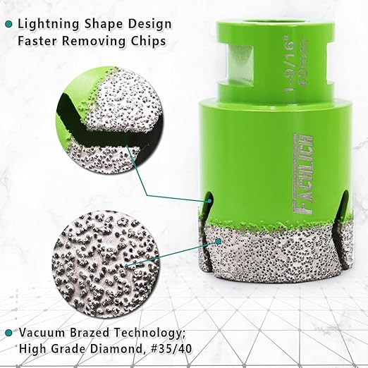 Diamond Core Drill Bit,Diameter 1-3/5 inch 40mm Thread 5/8-11,Vacuum Brazed Dry Wet Hole Saw for Porcelain Tile,Granite,Marble,Concrete,Masonry,Brick
