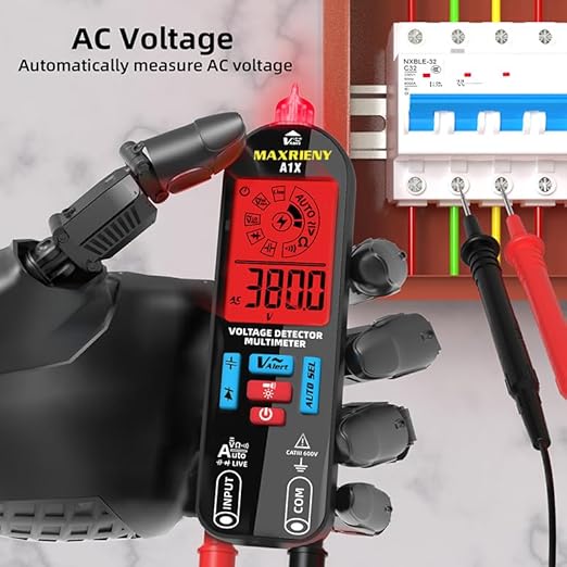 Digital Multimeter Rechargeable Electrical Tester NCV with Audible and Visual Alarms Auto-Ranging Measures AC/DC Voltage Capacitance Resistance Continuity Capacitance Diode Live Check Tester