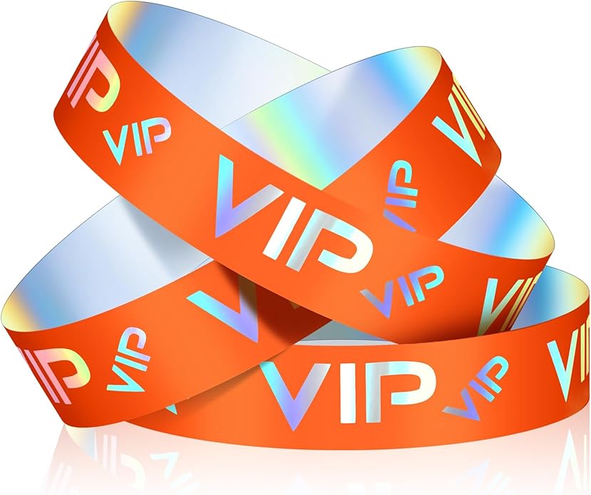 Teling 500 Pack VIP Plastic Wristbands Bracelets Party for Events VIP Custom Wristbands Plastic Bracelets Tear proof Waterproof Wrist Bands Arm Bands for Events Concerts