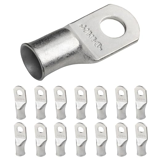 SELTERM 15pcs 2/0 AWG 3/8" Stud UL Marine Grade Battery Terminal Connectors Tinned Copper Battery Cable Lugs 00 Gauge Wire Connectors Electrical Battery Cable Ends Ring Terminals Tinned Copper Lugs