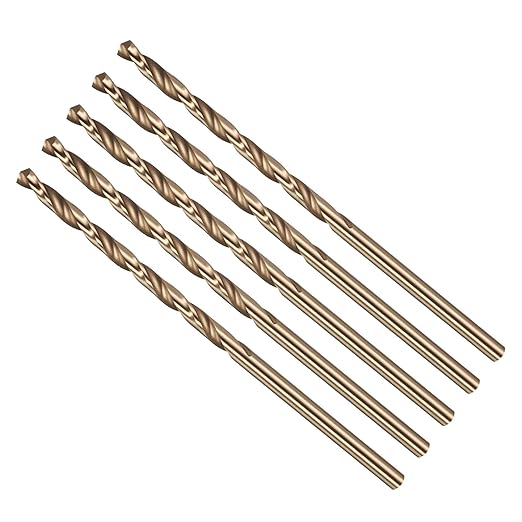 Drill Bit, #37 Cutting Diameter, 4341 HSS Gold Finish 118° Cutting Angle Number Jobber Bits - (Applications: for Drilling Soft Metal Plastic Wood), 5-Pieces