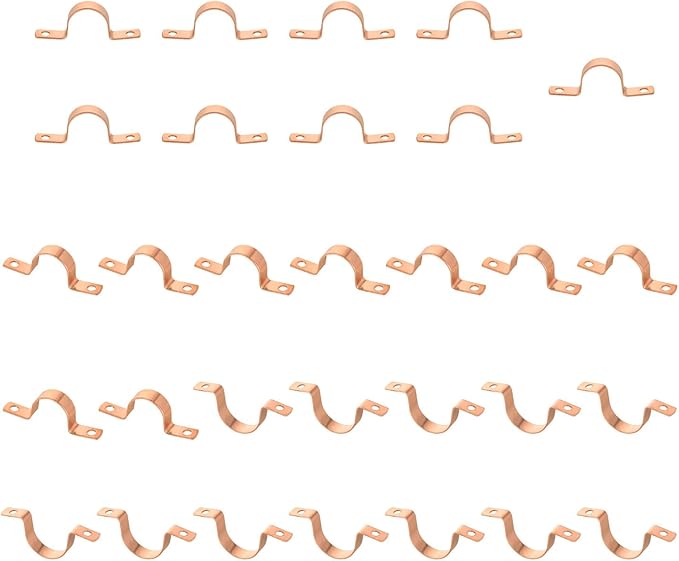 30-PACK GUOFIS 3/4Inch C x 3/4Inch C Copper Pipe Straps Clamp with Two Holes, Two-Hole Clamps Mount for Residential, Commercial(COPPER024)
