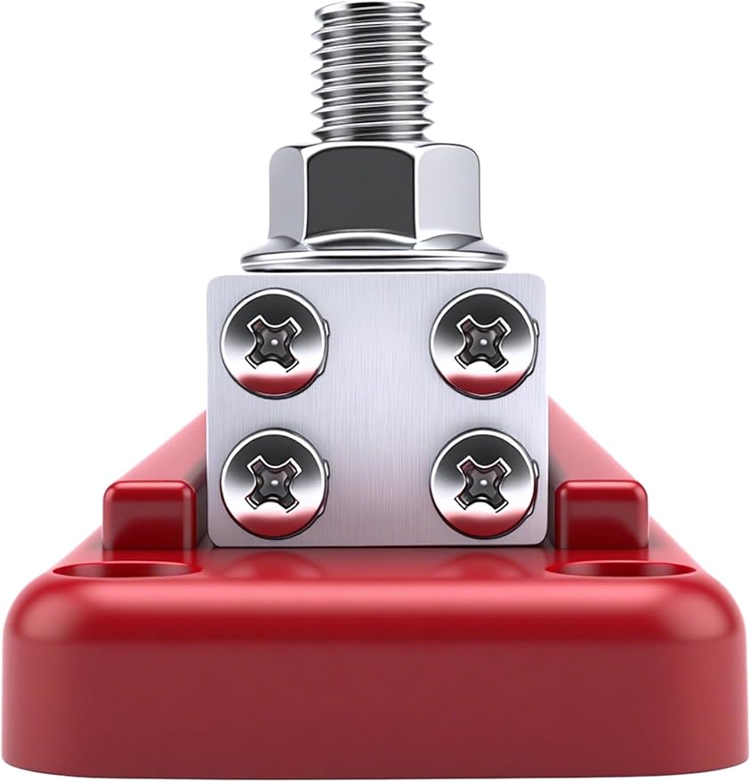 600A Heavy-Duty Bus Bar (2-Pack) Nickel Plated Copper Distribution Terminal Block with Cover 4 M10 (3/8 in) Studs & 8 Screws Buss Bar for Solar RV Marine Car Audio 12-48V DC Battery System
