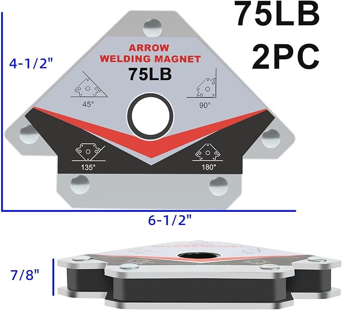 GUTIMORE Welding Magnet 75LB 2Pcs, Heavy Duty Welding Magents Holder, Holding Power Welding Accessories