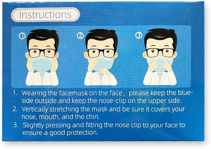 Jointown Disposable Face Mask - 3 Ply Filter Protection Face Masks, 50 Pack Blue