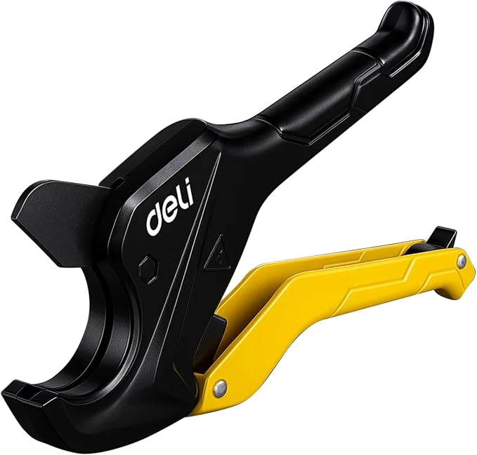 DELI PVC Pipe Cutter, Up to 1-5/8", Ratchet Pipe Shears Heavy-Duty, Pex Cutting Tool for Cutting PEX, PVC, PPR Plastic Hoses and Plumbing Pipe