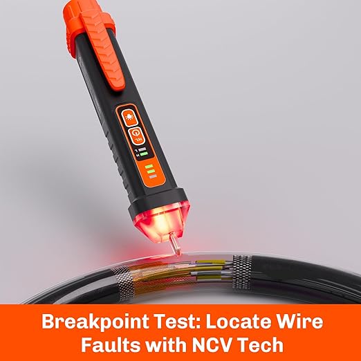 Non Contact Voltage Tester Pen, Electrical Tester Pen, AC 12/48-1000V Dual Sensitivity, Live/Neutral Wire Detector with LED Flashlight & Audible Alarm, Safety Certified, Breakpoint Finder