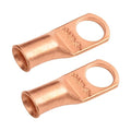 SELTERM 2pcs 4 AWG 3/8" Stud Copper Wire Lugs, Battery Lugs, Ring Terminals, Battery Cable Ends, 4 Guage Ring Terminal Connectors, UL Heavy Duty Bare Copper Eyelets Battery Terminal Connectors