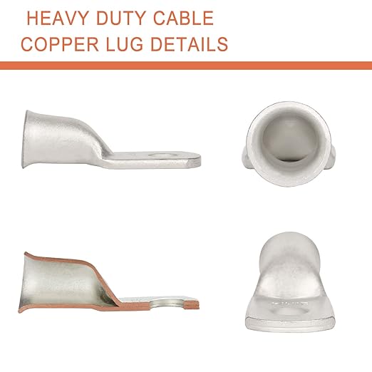 4 Pack 1 AWG 3/8 & 4 Pack 1 AWG 5/16 Lugs Tinned Copper Terminal Lugs & 8 Pieces Ratio 3:1 Waterproof Double Wall Heat-Shrinkable Tube