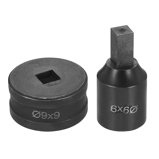 HARFINGTON Hydraulic Hole Punch Die 9x9mm Square Hole 40Cr Steel Electric Punching Kit for CH70 Electric Punching Machine, Black
