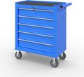 5-Drawer Rolling Tool Chest With Wheels and Locking System - Portable Metal Box for Warehouse, Garage, Repair Shop, Workshop (Blue)