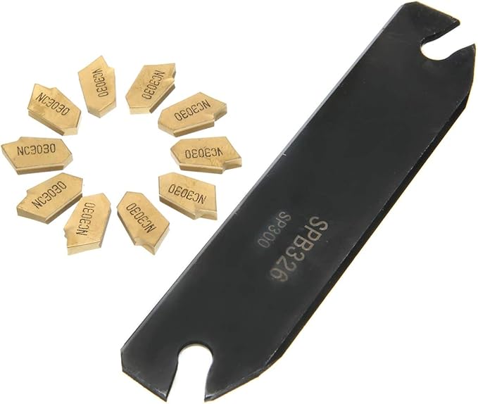 Lathe Tool Holder SPB26-3 26mm,Grooving Cut-Off Tool Holder,Metal Lathe Cutting Tool, lathe cut off tool,with 10PCS GTN-3 SP300 Carbide Inserts for Cutting Threading Grooving