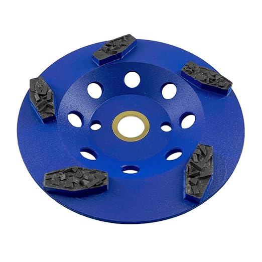 5" PCD Grinding Wheel for Epoxy, Glue, Mastic and Paint, 5 Crushed Chip PCD Segments, 7/8"-5/8" Non-Threaded Arbor