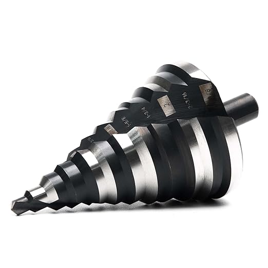 1/4 to 2-3/8 Inch HSS Step Drill Bit for Metal Sheet, 12 Sizes Extra Large Drill Stepper Bit for Sheet Aluminium, Plastic, Wood, Heavy Duty, Spiral Grooved