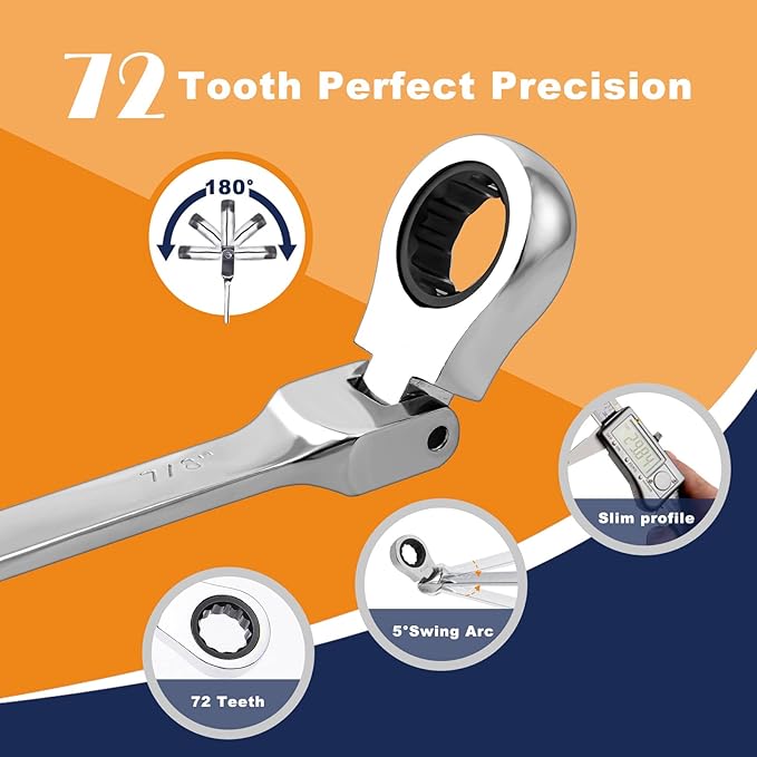 Flexible Ratchet Wrench Set 8pcs 9-17mm Spanner Gear Ring Ratcheting Combination Flexi Wrenches Kit Metric Flex Head