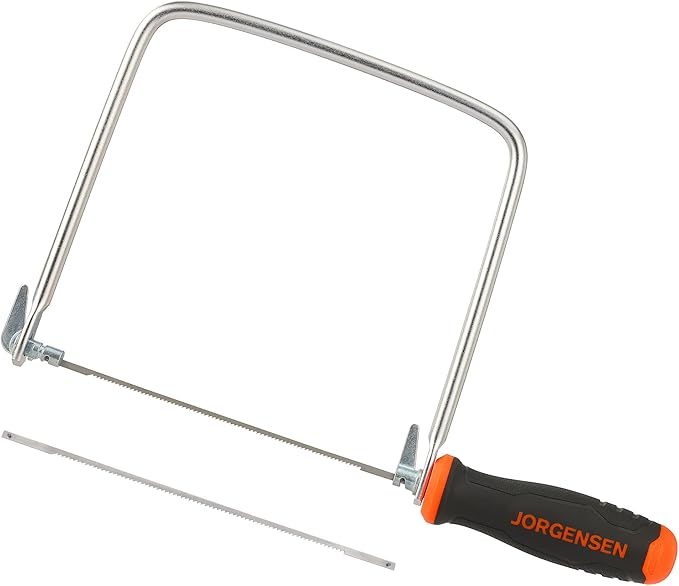 JORGENSEN Pro Coping Saw, Coping Frame and Extra 2pcs 6-1/2 Inch Replacement Blades Set for Woodworking, Plastic, Rubber, and Soft Metal Cutting