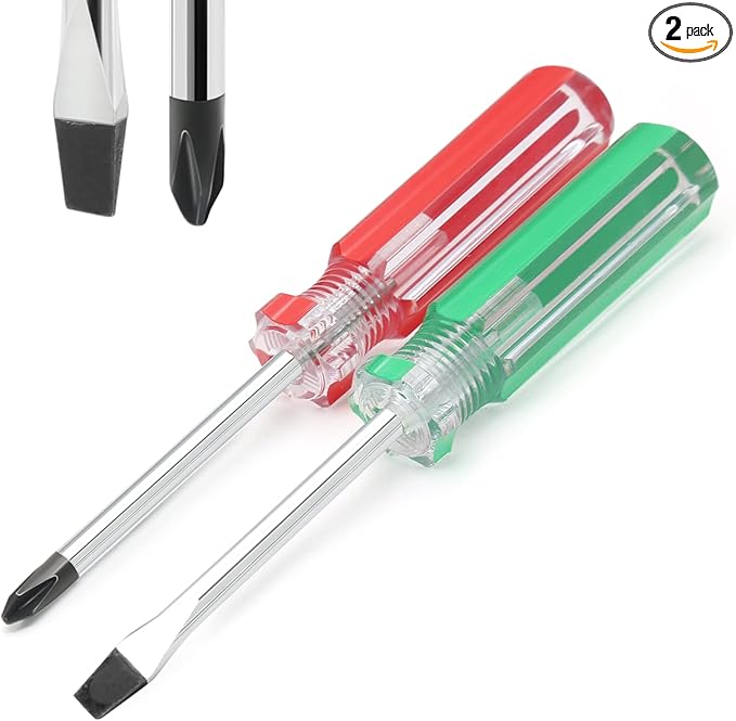 Piutouyar Magnetic Screwdriver Set 2 PCS, 3 Inch Steel Shaft Magnetic 5mm Phillips and Flat Head Tips Screwdriver for Computer Repairing, Automobile Tools and Home Appliances
