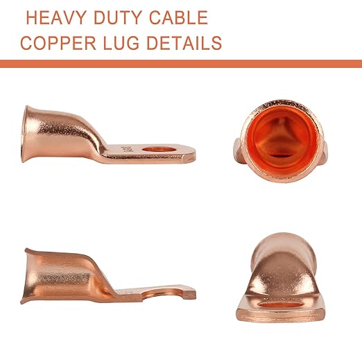 10pcs 2 AWG-5/16”(M8) Ring Terminals 2 Gauge Copper Wire Lugs Battery Cable Ends Heavy Duty Battery Cable Terminal Connectors
