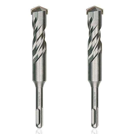 2-Piece 7/8" SDS Plus Drill Bits Rotary Hammer Drill Bit Set, Carbide Tipped for Drilling Concrete Cement Porcelain Tiles Ceramic Pots Stone Brick, Diameter 22mm, 160mm Long, SDS Plus Shank