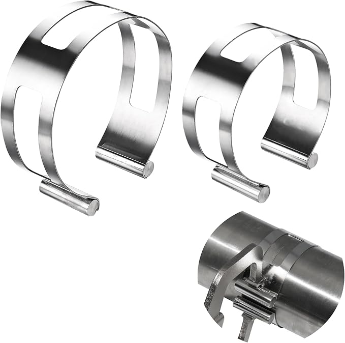 2-Piece Stainless Steel Exhaust Welding Clamps, High Temperature and Corrosion Resistant, Welding Aid for Automotive and Motorcycle Exhaust Systems (2.5-inch, 3-inch packages)