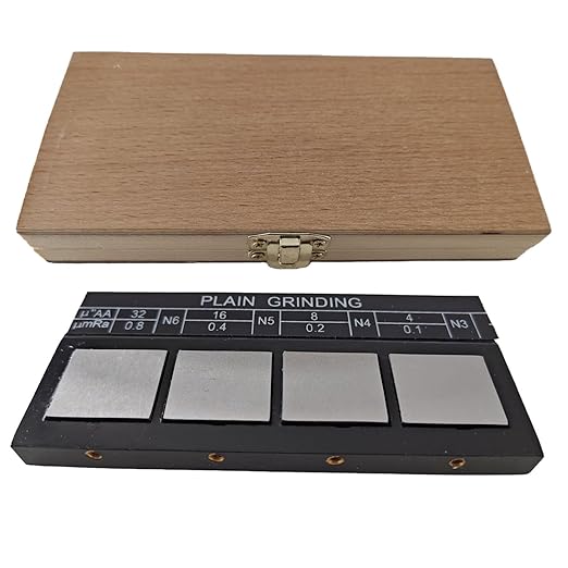 4Pcs Surface Roughness Comparators,Plain Grinding Test Block Ra0.1-0.8mm Microfinish Comparator,Surface Finish Comparator Set for Lathe Machinery Manufactur Teach (4pcs Surface Roughness comparators)