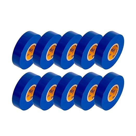 GTSE Blue Electrical Tape, 10 Rolls – Waterproof, Industrial Grade Vinyl, 3/4 in x 66ft– Strong Self-Adhesive PVC Electric Tape for Wire Insulation, 7 Mil, 600V – UL/CSA Listed