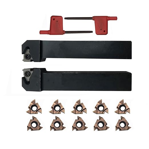 Lather Threading Tool Bit Set External Internal Threading Boring Bars Turning Tool Holders with 11IR AG60 16ER 16IR AG60 Carbide Threading Inserts (2pcs 5/8 Holders + 16ER IR AG60)