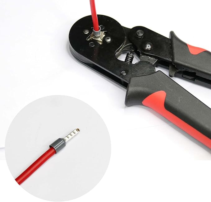 Wire Stripper and Crimping Tool, Automatic wire stripper for AWG10-24 (0.2-6mm2) coils, Self-Adjustable Ratchet Wire Ferrule Plier (6-4A) for AWG23-7 (0.25-10mm²) Terminals and 1800PCS Wire Terminals