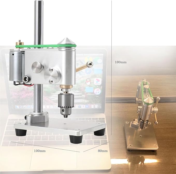 Mini Drill Press, Precision Variable Speed Benchtop Drill Press, Electric Portable Bench Drilling Machine JT0 Chuck CNC 360° Rotating for Metal Wooden DIY Jewelry Making Crafts Tool