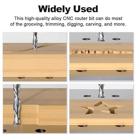 FivePears Up Cut Spiral Router Bit for CNC, 1/4 inch Cutting Diameter and 1-1/4 inch Cutting Length 1/4 inch Shank Carbide End Mill Router Bit for Wood Carving Engraving Grinding Grooving
